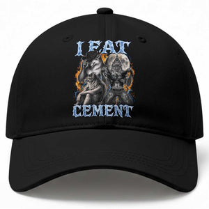 I Eat Cement Funny Alpha Wolf Meme Baseball Cap Stupid Brainrot Meme Edging Werewolf Boootleg Graphic