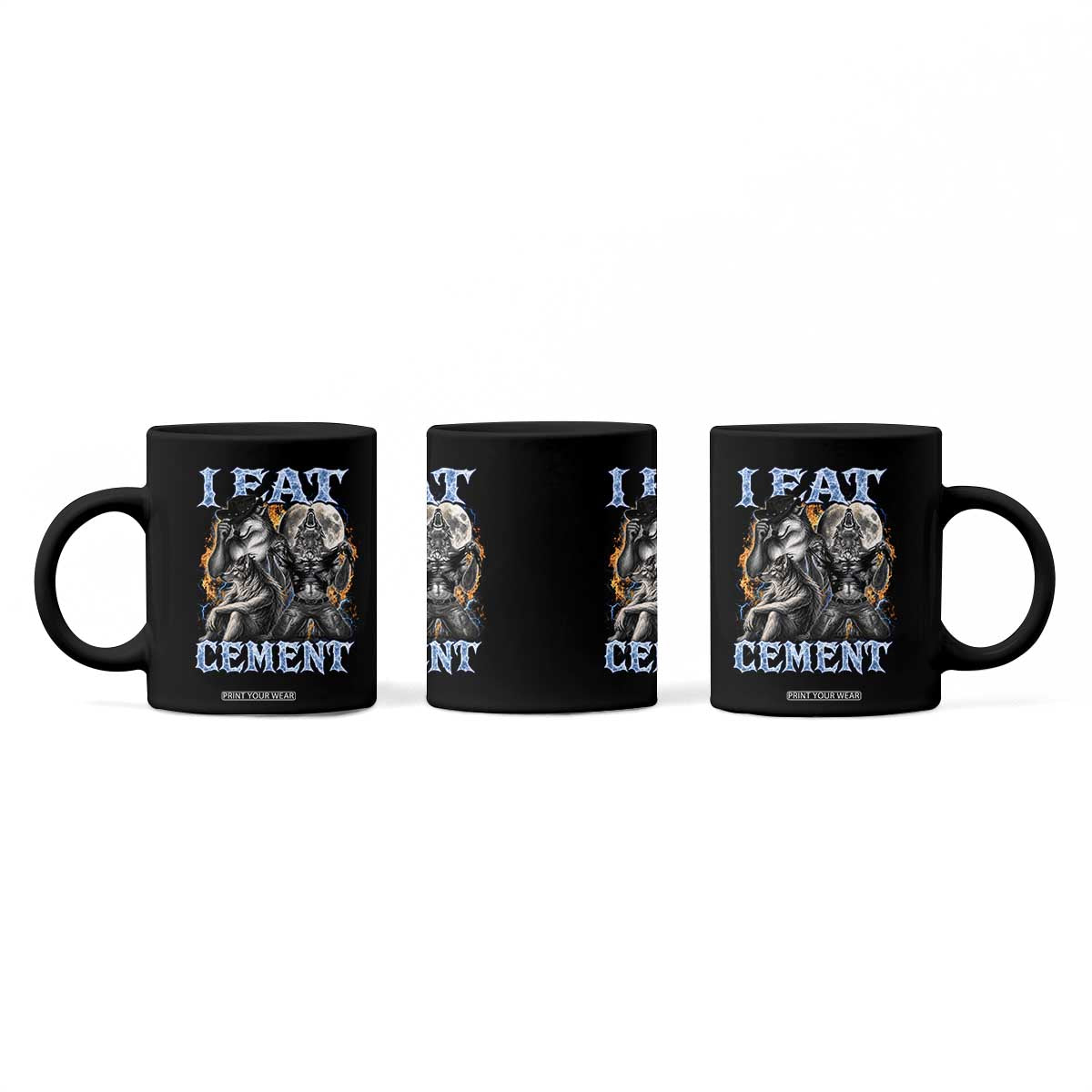 I Eat Cement Funny Alpha Wolf Meme Coffee Mug Stupid Brainrot Meme Edging Werewolf Boootleg Graphic