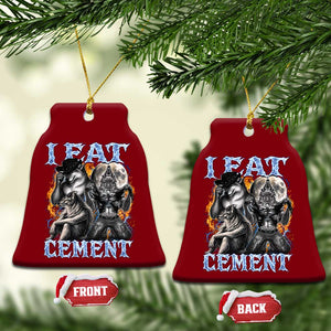 I Eat Cement Funny Alpha Wolf Meme Ceramic Ornament Stupid Brainrot Meme Edging Werewolf Boootleg Graphic