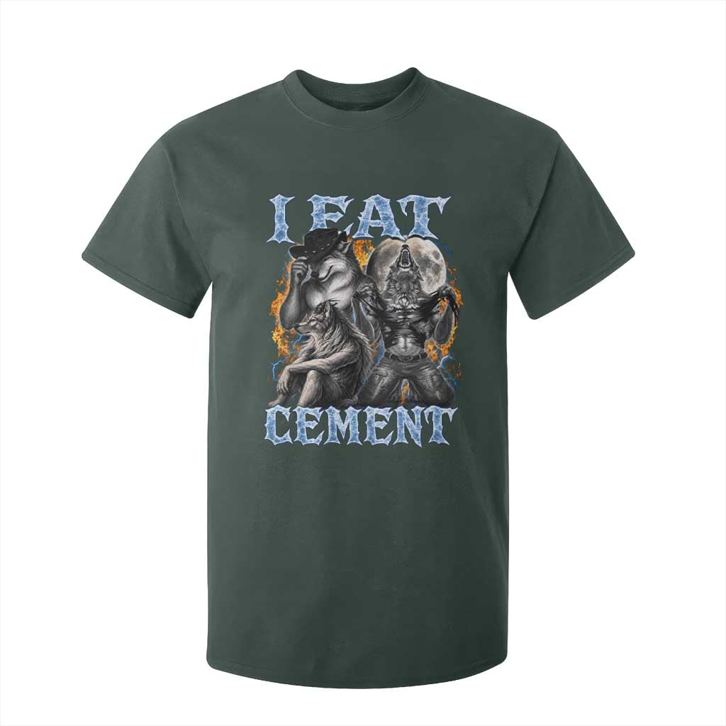 I Eat Cement Funny Alpha Wolf Meme T Shirt For Kid Stupid Brainrot Meme Edging Werewolf Boootleg Graphic
