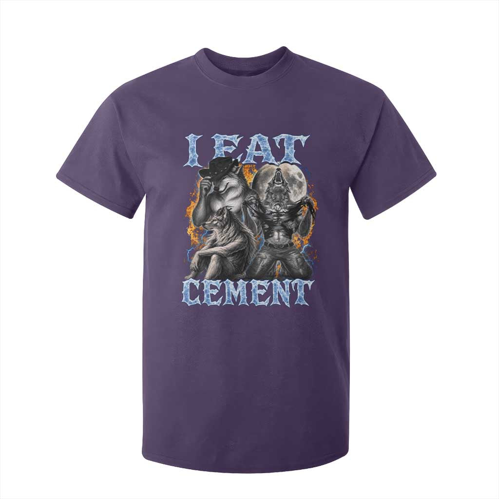 I Eat Cement Funny Alpha Wolf Meme T Shirt For Kid Stupid Brainrot Meme Edging Werewolf Boootleg Graphic