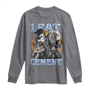 I Eat Cement Funny Alpha Wolf Meme Long Sleeve Shirt Stupid Brainrot Meme Edging Werewolf Boootleg Graphic