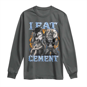 I Eat Cement Funny Alpha Wolf Meme Long Sleeve Shirt Stupid Brainrot Meme Edging Werewolf Boootleg Graphic