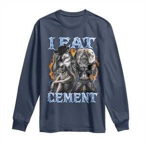I Eat Cement Funny Alpha Wolf Meme Long Sleeve Shirt Stupid Brainrot Meme Edging Werewolf Boootleg Graphic