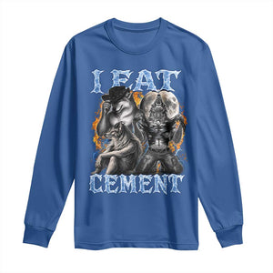 I Eat Cement Funny Alpha Wolf Meme Long Sleeve Shirt Stupid Brainrot Meme Edging Werewolf Boootleg Graphic