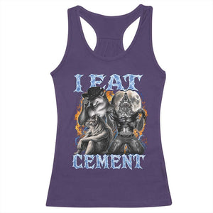 I Eat Cement Funny Alpha Wolf Meme Racerback Tank Top Stupid Brainrot Meme Edging Werewolf Boootleg Graphic