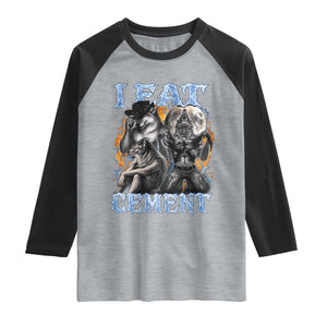I Eat Cement Funny Alpha Wolf Meme Raglan Shirt Stupid Brainrot Meme Edging Werewolf Boootleg Graphic