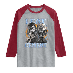I Eat Cement Funny Alpha Wolf Meme Raglan Shirt Stupid Brainrot Meme Edging Werewolf Boootleg Graphic