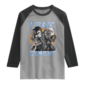 I Eat Cement Funny Alpha Wolf Meme Raglan Shirt Stupid Brainrot Meme Edging Werewolf Boootleg Graphic