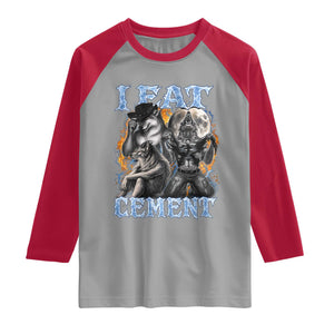 I Eat Cement Funny Alpha Wolf Meme Raglan Shirt Stupid Brainrot Meme Edging Werewolf Boootleg Graphic