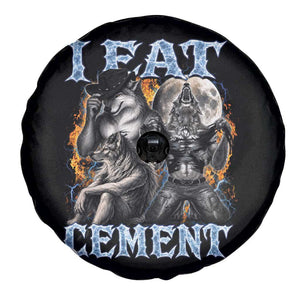 I Eat Cement Funny Alpha Wolf Meme Spare Tire Cover Stupid Brainrot Meme Edging Werewolf Boootleg Graphic