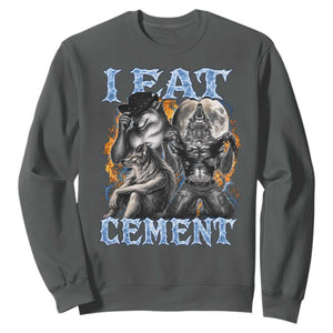 I Eat Cement Funny Alpha Wolf Meme Sweatshirt Stupid Brainrot Meme Edging Werewolf Boootleg Graphic