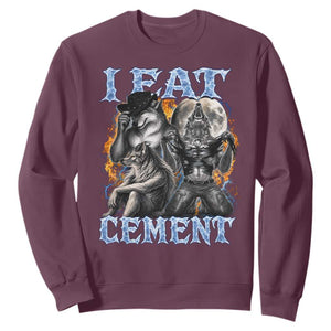 I Eat Cement Funny Alpha Wolf Meme Sweatshirt Stupid Brainrot Meme Edging Werewolf Boootleg Graphic