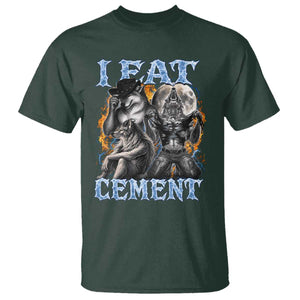 I Eat Cement Funny Alpha Wolf Meme T Shirt Stupid Brainrot Meme Edging Werewolf Boootleg Graphic