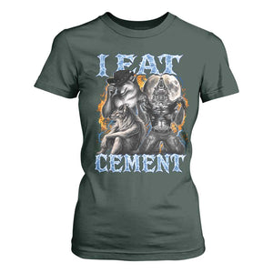 I Eat Cement Funny Alpha Wolf Meme T Shirt For Women Stupid Brainrot Meme Edging Werewolf Boootleg Graphic