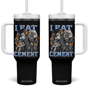 I Eat Cement Funny Alpha Wolf Meme Tumbler With Handle Stupid Brainrot Meme Edging Werewolf Boootleg Graphic