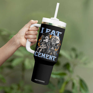 I Eat Cement Funny Alpha Wolf Meme Tumbler With Handle Stupid Brainrot Meme Edging Werewolf Boootleg Graphic