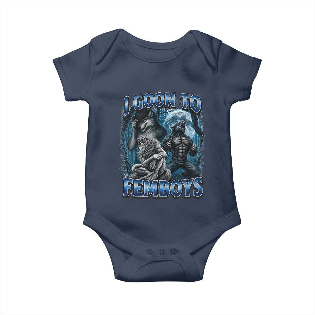 I Goon to Femboys Funny Edging Alpha Wolf Baby Onesie Stupid Brainrot Meme