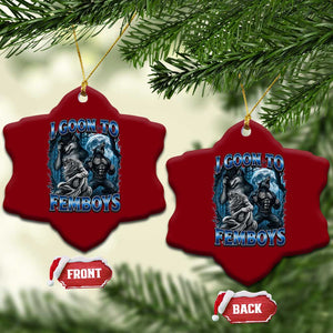 I Goon to Femboys Funny Edging Alpha Wolf Ceramic Ornament Stupid Brainrot Meme