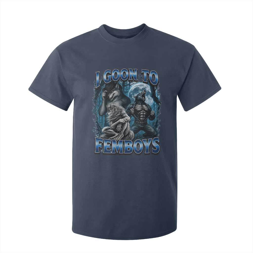 I Goon to Femboys Funny Edging Alpha Wolf T Shirt For Kid Stupid Brainrot Meme