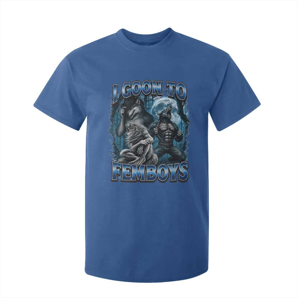 I Goon to Femboys Funny Edging Alpha Wolf T Shirt For Kid Stupid Brainrot Meme