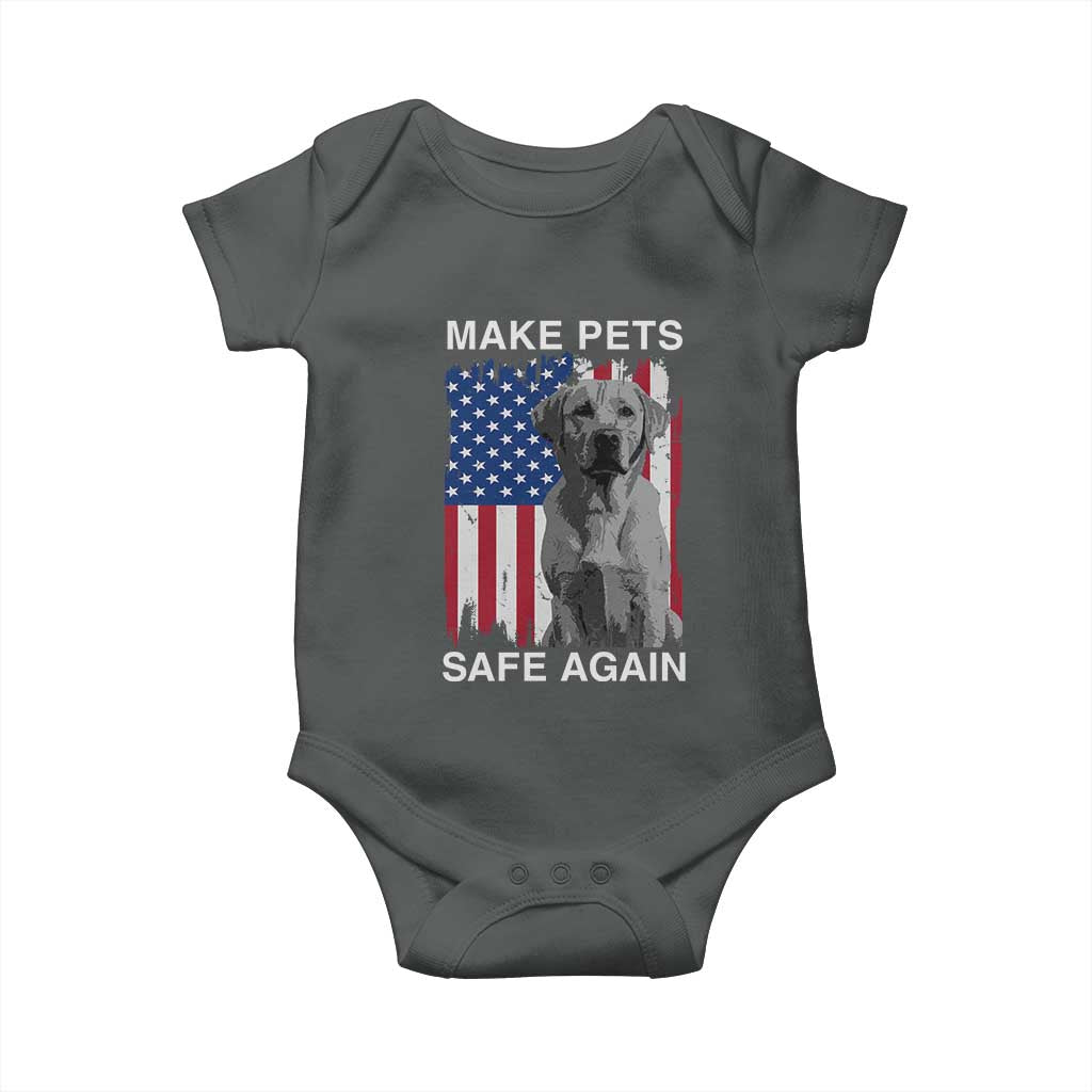 Trump Supporter Baby Onesie Make Pets Safe Again Dog Vintage American Flag TS11 Dark Heather Print Your Wear