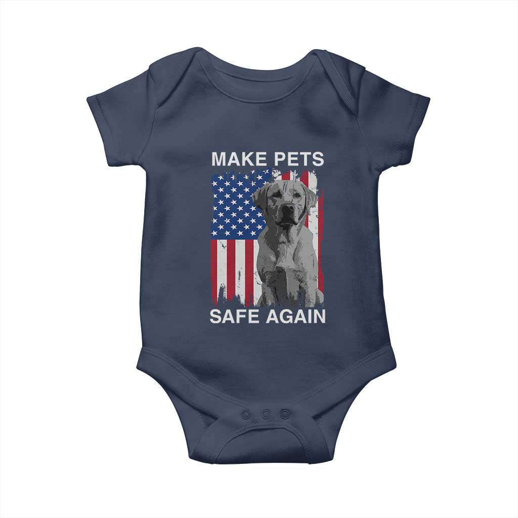 Trump Supporter Baby Onesie Make Pets Safe Again Dog Vintage American Flag TS11 Navy Print Your Wear