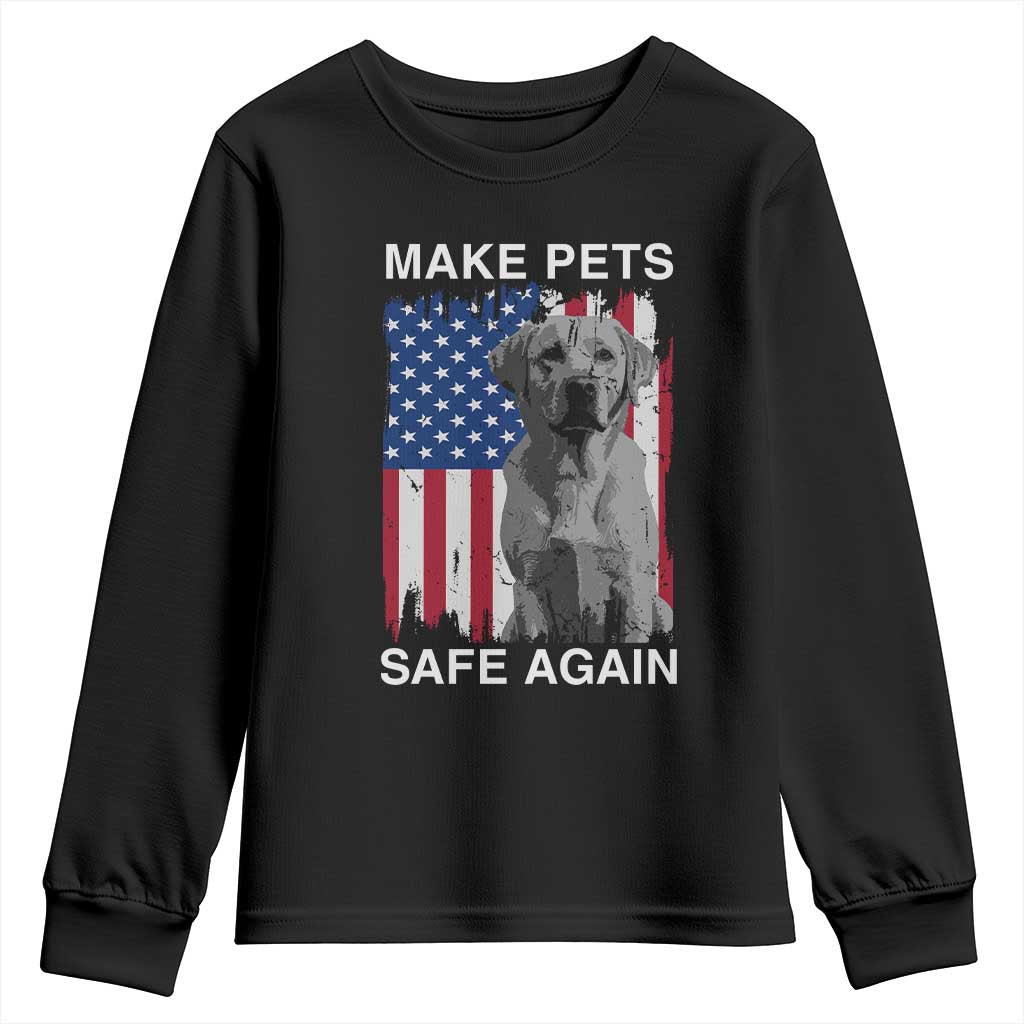 Trump Supporter Youth Sweatshirt Make Pets Safe Again Dog Vintage American Flag TS11 Black Print Your Wear