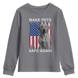 Trump Supporter Youth Sweatshirt Make Pets Safe Again Dog Vintage American Flag TS11 Charcoal Print Your Wear