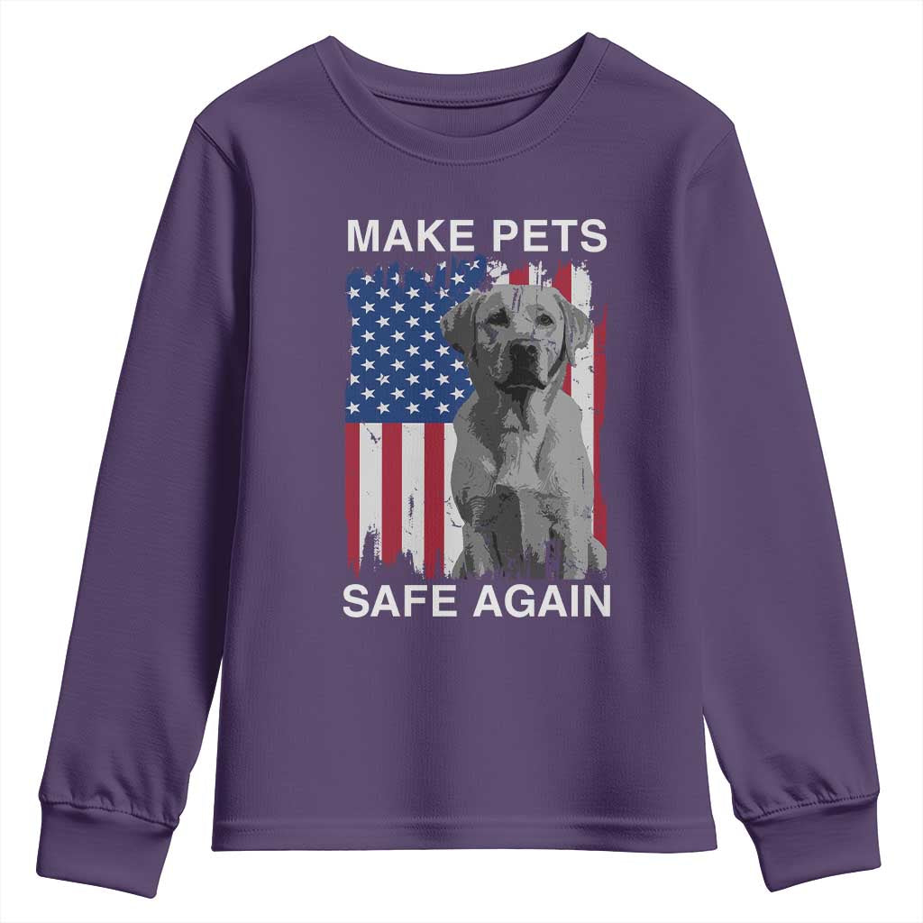 Trump Supporter Youth Sweatshirt Make Pets Safe Again Dog Vintage American Flag TS11 Purple Print Your Wear