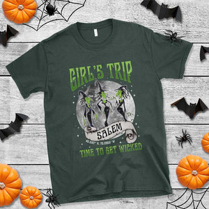 Halloween Witches T Shirt Girl's Trip Salem Time To Get Wicked Moon TS11 Dark Forest Green Print Your Wear