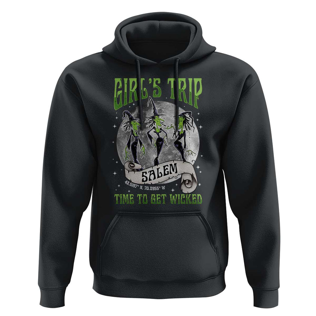 Halloween Witches Hoodie Girl's Trip Salem Time To Get Wicked Moon TS11 Black Print Your Wear