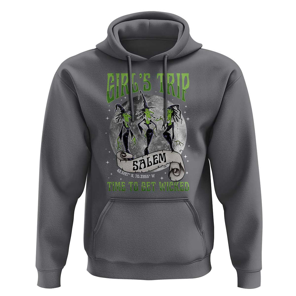 Halloween Witches Hoodie Girl's Trip Salem Time To Get Wicked Moon TS11 Charcoal Print Your Wear
