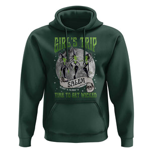 Halloween Witches Hoodie Girl's Trip Salem Time To Get Wicked Moon TS11 Dark Forest Green Print Your Wear