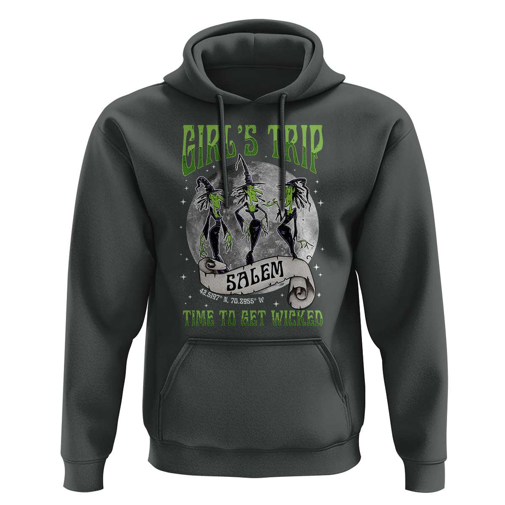 Halloween Witches Hoodie Girl's Trip Salem Time To Get Wicked Moon TS11 Dark Heather Print Your Wear