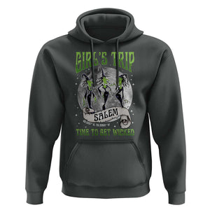 Halloween Witches Hoodie Girl's Trip Salem Time To Get Wicked Moon TS11 Dark Heather Print Your Wear
