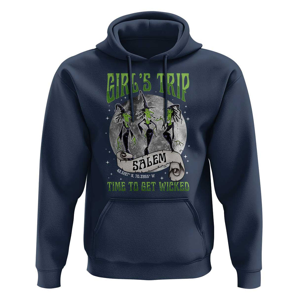 Halloween Witches Hoodie Girl's Trip Salem Time To Get Wicked Moon TS11 Navy Print Your Wear