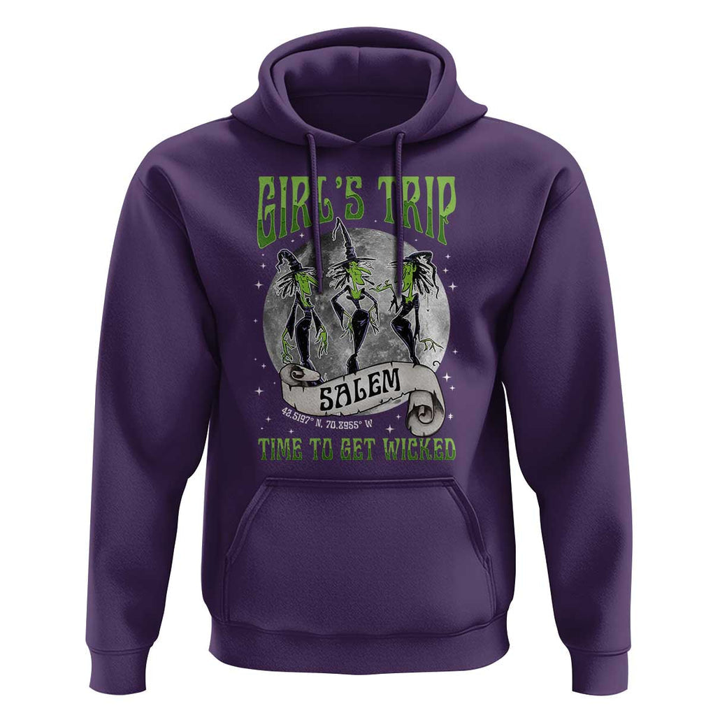 Halloween Witches Hoodie Girl's Trip Salem Time To Get Wicked Moon TS11 Purple Print Your Wear