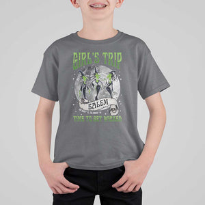 Halloween Witches T Shirt For Kid Girl's Trip Salem Time To Get Wicked Moon TS11 Charcoal Print Your Wear