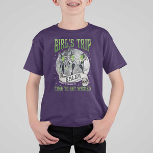 Halloween Witches T Shirt For Kid Girl's Trip Salem Time To Get Wicked Moon TS11 Purple Print Your Wear