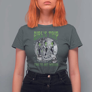 Halloween Witches T Shirt For Women Girl's Trip Salem Time To Get Wicked Moon TS11 Dark Heather Print Your Wear