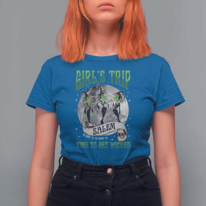 Halloween Witches T Shirt For Women Girl's Trip Salem Time To Get Wicked Moon TS11 Royal Blue Print Your Wear