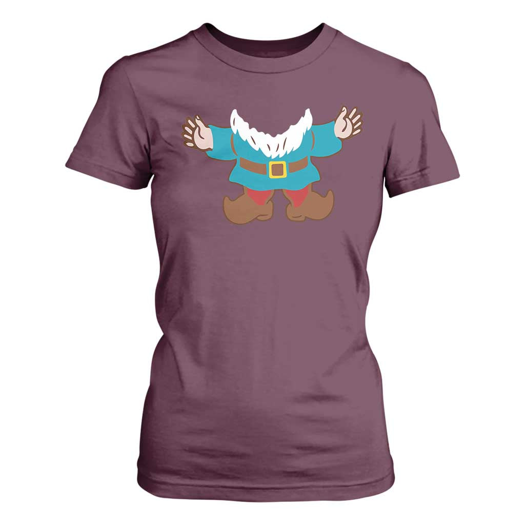 Funny Halloween T Shirt For Women Garden Gnome Body Costume Beard TS11 Maroon Print Your Wear