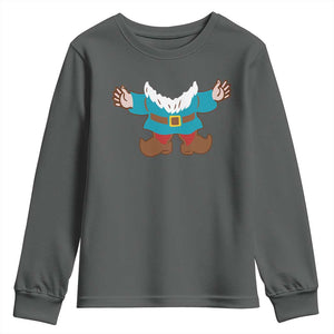 Funny Halloween Youth Sweatshirt Garden Gnome Body Costume Beard TS11 Dark Heather Print Your Wear