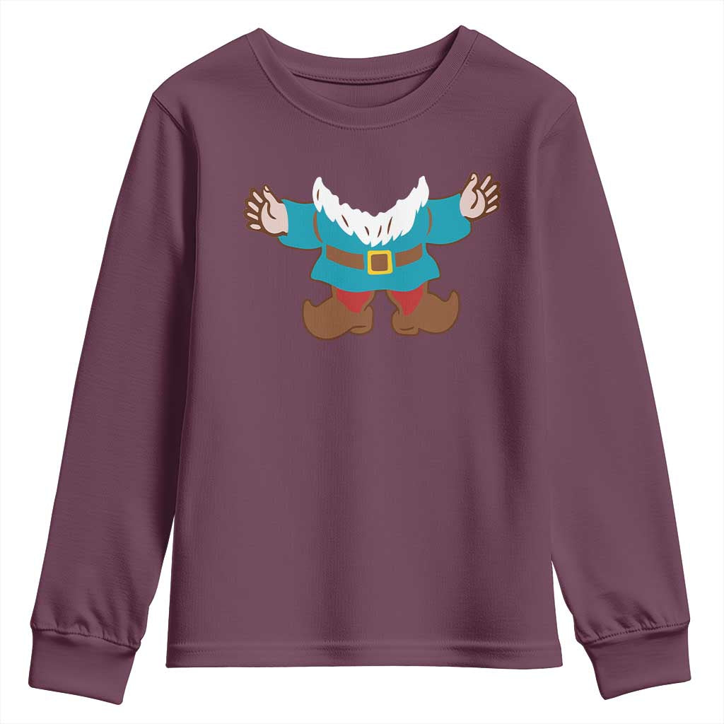 Funny Halloween Youth Sweatshirt Garden Gnome Body Costume Beard TS11 Maroon Print Your Wear