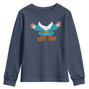 Funny Halloween Youth Sweatshirt Garden Gnome Body Costume Beard TS11 Navy Print Your Wear