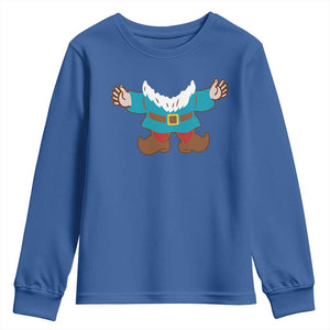 Funny Halloween Youth Sweatshirt Garden Gnome Body Costume Beard TS11 Royal Blue Print Your Wear