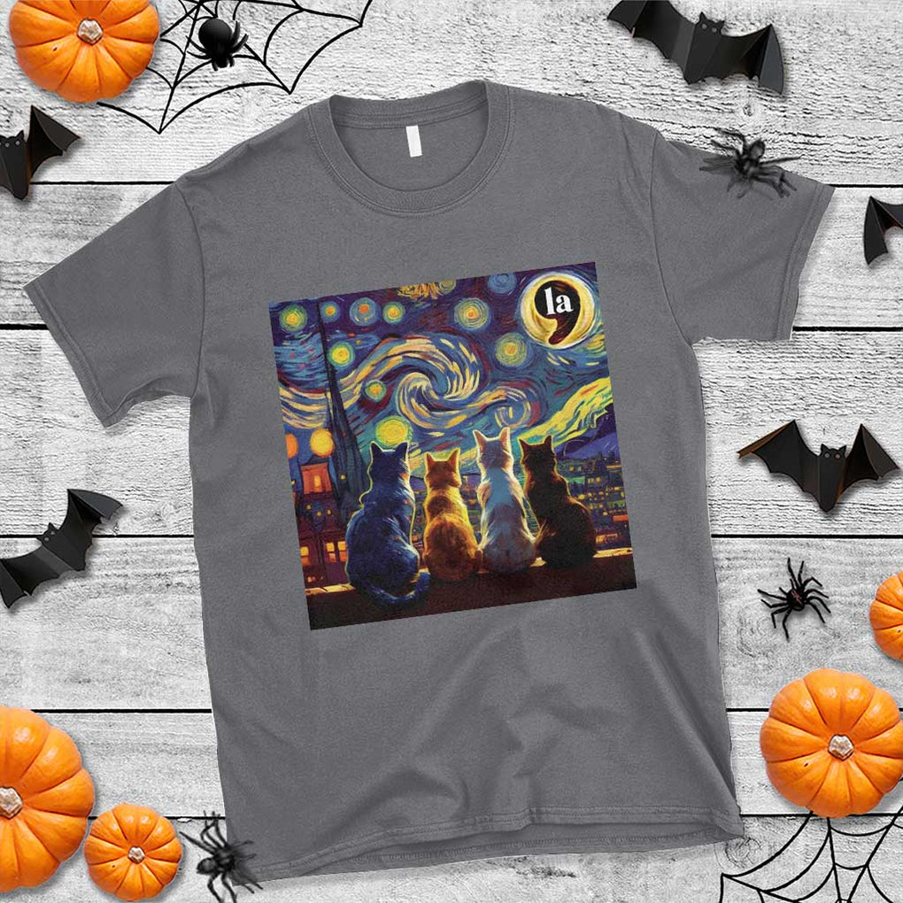 Funny Harris Halloween T Shirt Comma La Kamala Starry Night Van Gogh Cats Punctuation TS11 Charcoal Print Your Wear