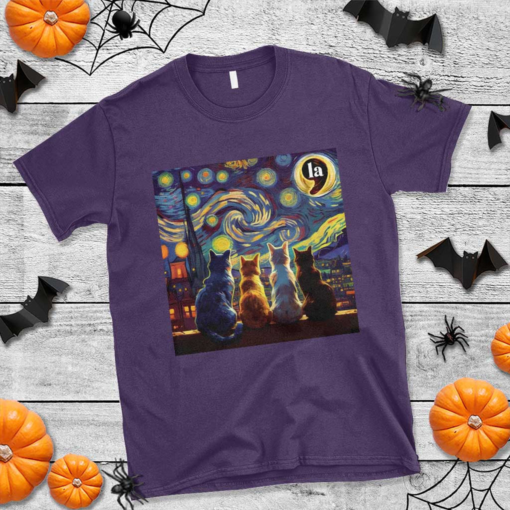 Funny Harris Halloween T Shirt Comma La Kamala Starry Night Van Gogh Cats Punctuation TS11 Purple Print Your Wear