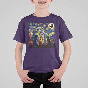 Funny Harris Halloween T Shirt For Kid Comma La Kamala Starry Night Van Gogh Cats Punctuation TS11 Purple Print Your Wear
